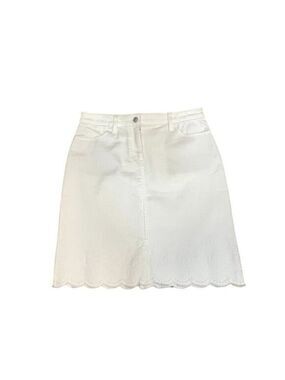 Talbots Women's White Denim Skirt With Embroidered Hem Size 4